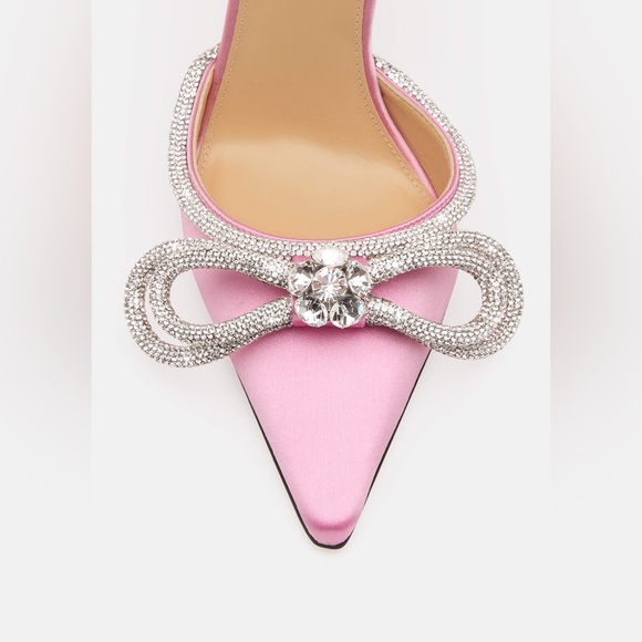 Mach & Mach Double Bow Satin Pumps Pink 110mm - Picture 6 of 14